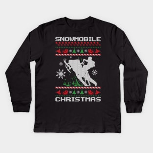 Snowmobile Christmas Sweater Kids Long Sleeve T-Shirt